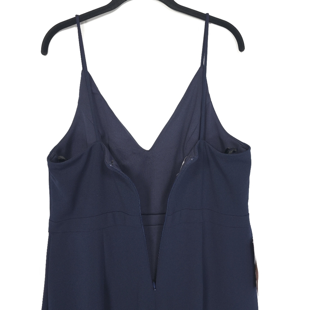 NWT Anthropologie BHLDN Size US 16 Midi Dress Lyra V-Neck Faux Wrap Crepe‎ Navy - Picture 6 of 12